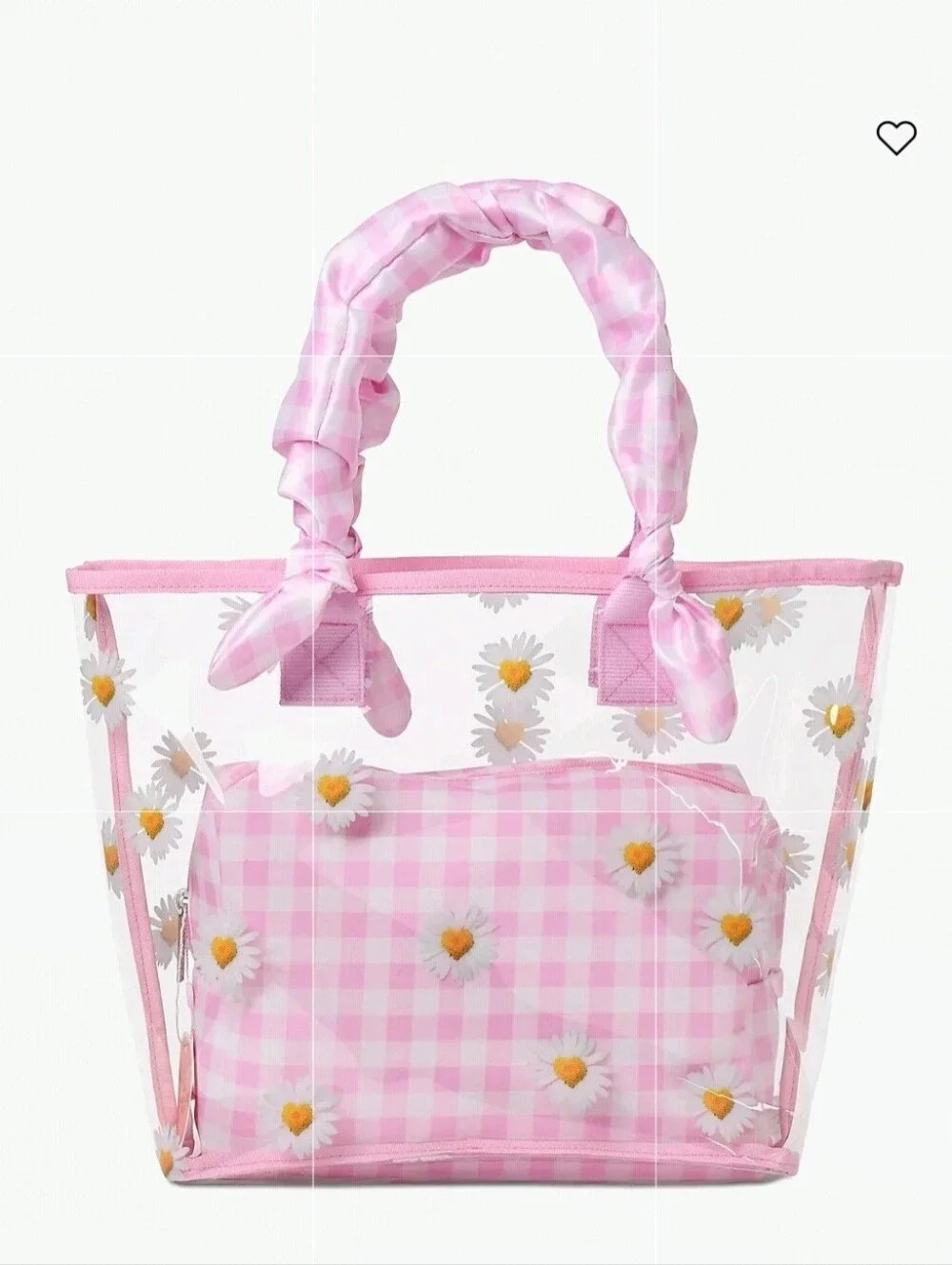 Iscream Daisy Love Clear Tote & Gingham Pink Pouch BNWT SO RETIRED
